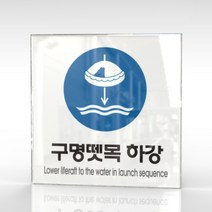 카시드 WPS240 구명뗏목하강표지 안내판 표지판 표시판 표찰 팻말 명판 주의 경고, 아크릴