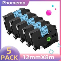 프린트 부품 Phomemo P31 라미네이트 라벨 테이프 AZe 231 호환 형제 호환, 01 12mm, 07 5PC Blue Tape