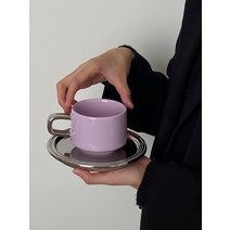 연보라 스텐 머그컵 세트, 컵앤 소서+티스푼 세트