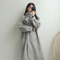[당일배송] 겨울 핸드메이드 울 모직 더블버튼 루즈핏 롱코트