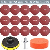 자동차 광택기 차량용 풀리셔 왁싱기 45/30/15PCS 3 인치 조명 키트 연마 복원 헤드 라이트 수리 세트 사포 샌딩 디스크 패드 M10 드릴 어댑터, [14] Package 14, 14 Package 14