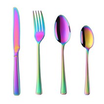 수저세트 집들이선물 젓가락 맞춤 숟가락 신혼부부 모던 424 피스 스테인리스 스틸 커트러리 디너웨어 골든 테이블 디너 럭셔리 주방 식기 나이프 포크 스푼 티스푼 양식기, 없음, 24.6 set 24pcs - rainbow