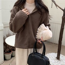 2022 겨울 버전 스타일 캐주얼 패션 지퍼 후드 니트 울 가디건 긴팔 솔리드 컬러 블라우스