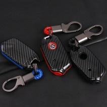 차데코 스팅어 모하비 더마스터 키홀더 전용 원격시동 카본 하이브리드 스마트키 케이스, 키케이스_레드 / 키링_블랙