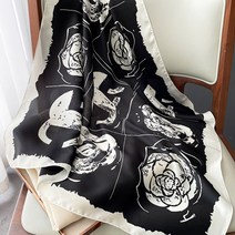 빈티지 배색 플라워 실크 쁘띠 스카프 F065