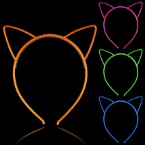 야광맨 형광 고양이머리띠 6색 (색상랜덤) (1pcs) 파티용품, [색상랜덤] 형광 고양이머리띠, 1개