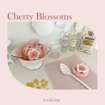 루쓰리빙 감성 2겹 도톰 아크릴 수세미 벚꽃