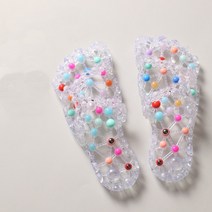 지압 투명욕실화 마사지 슬리퍼 245-250, 투명 레인보우