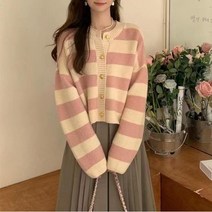 포미데이 루즈핏 스트라이프 니트 가디건