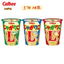 일본 calbee 가루비 쟈가리코 과자 L 3개 세트 쟈가버터 치즈 사라다 맛 L사이즈, 쟈가버터 66g, 쟈가버터 66g, 사라맛 68g