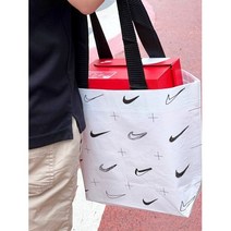 [당일출고] NIKE 나이키 리유저블백 타포린백 쇼퍼백 에코백 장바구니 운동 헬스 가방 방수 스우시 쇼핑백 (S+M+L) 세트, 화이트