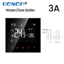 온도센서 스마트홈 iot 스마트 서모 스탯 플로어 Wifi 가열 Tuya 물/가스 보일러 Google 홈 Alexa 온도 제, 03 306C Black With WiFi