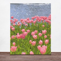 위메이크 페인팅 DIY 명화그리기 세트 튤립과 윤슬 40x50, 혼합색상