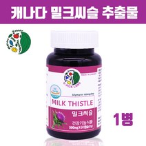 식약처인증 실리마린 밀크씨슬 추출물 분말 가루 캡슐 알약형 엉겅퀴 아티초크 서양 민들레뿌리 간영양제 남성 여성 30대 40대 50대 60대 효능 캐나다 직구, 1병