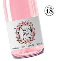 She’s Ready To POP ● SET of 18 ● PINK Baby Shower Mini Champagne Labels Thank You for Celebrating w, 1