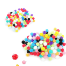 레인보우 방울/밤송이 뿅뿅 폼폼이, 노랑, 뿅뿅이, 50mm 25입