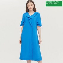 베네통 러플 브이넥 반팔 원피스 BAOP59131 BL