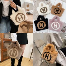 페이크퍼 로고 토트 크로스백 5color / 퍼가방 겨울 털가방