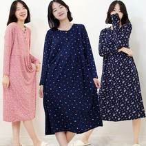 하랑이플 피치 기모터치 단추원피스(7056) 빅사이즈원피스 (~99) 홈웨어 미디원피스(무릎길이)
