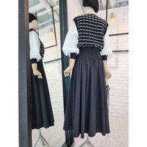 [반다리] 소재좋은 하이웨이스트 주름 스판 스커트