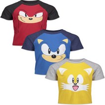 SEGA 쏘닉 The Hedgehog Knuckles 꼬리s 리틀 남아 3 팩 그래픽 T셔츠 6
