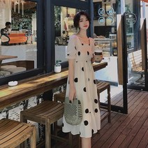 밀크카우 도트 백스트랩 엠파이어 층층 스커트원피스
