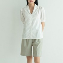아르느 데보라 레이온 코튼 카라 버튼 반팔 블라우스