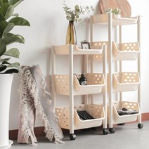 신생아방 꾸미기 이동식 기저귀정리함 간이카트 서랍정리 진열, 푸시아 선반 3단