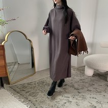 퍼니걸스 9785 오버핏 기모 터들 니트 롱 원피스 여성의류