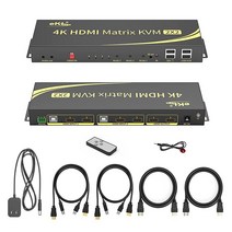 EKL 매트릭스 듀얼 모니터 KVM 스위치 2x2 HDMI 4K@60Hz 4:4:4 HDCP 2.2는 2개의 모니터에서 확장 Didplay 및 PC1 PC2 디스플레이를 별도로 지
