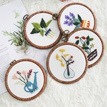 자수의온도 프랑스자수 DIY 패키지 프리미엄 5style 스킨답서스+ 원형후프 자수틀, 스킨답서스+원형후프13.5cm