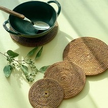 프리미엄 발리 라탄 티코스터 세트 컵받침 캔들받침, 2.엣지사각10cm(1개)