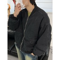 남자 바시티 데님 절개 안감 3온스 오버핏 빈티지 블루종 남성 청자켓