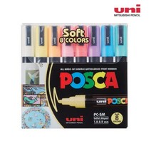 유니 포스카 마카펜 세트(1M 3M 5M 8색 12색 15색), PC-5M 8색 파스텔