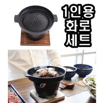 희망우주샵 1인용 일본식 화로 그릴 세트 (그릴 + 고체연료받침 나무받침), 1세트, B타입