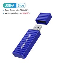 ORICO USSD 솔리드 스테이트 U 디스크 520 MB/S 플래시 드라이브 128GB C타입 USB3.2 블랙 메탈 하드, 01 USB A-Blue_04 1 테라바이트
