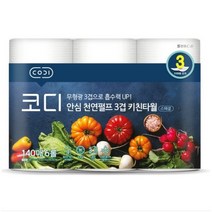 코디 음식전용 안심 천연펄프 키친타월 140매, 6롤, 2개