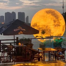 달조명 보름 달 조명 대형 무드 인테리어 야외 3D 모양 문 램프 바 레스토랑 행성 플로어 방수 경치 좋은 잔디 장식, [04] 직경 120CM