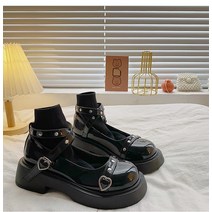 유니크 빅사이즈 베이직 굽있는 로퍼 사각 소프트 구두 어글리 페니 가죽 미들