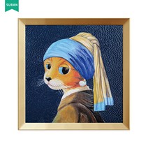 수란 3D 부조 DIY 명화 세트, 베르메르 진주 귀걸이를 한 고양이