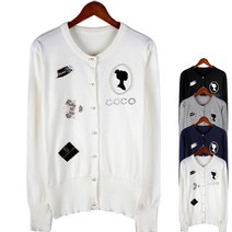 하얀비 봄신상/귀여운 미니패치 비즈장식 라운드넥 니트가디건/예쁜 가디건/고퀄리티/하얀비