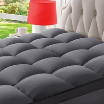 BedLuxury 트윈 XL 허리 통증용 쿨링 매트리스 토퍼 매우 두꺼운 매.. 정품보장, Gray