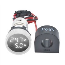 검류계 전류계 전류측정기 미니 디지털 전압계 22mm AC 50-500V 0-100A Amp 전압 전류 측정기 테스터 듀얼 LED 표시기 파일럿 램프 w/CT, White