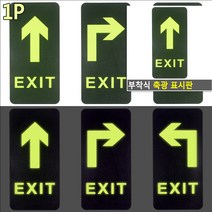비상구표지판 통로유도표지 축광유도표지 부착식 축광 표시판, (직진)
