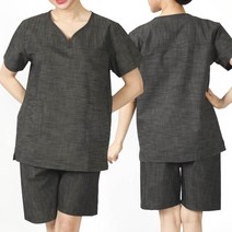 웰컴가운 SY06 상하의 사우나 복 가운 전통 마사지 남녀 찜질방, 1개, SY06_그레이_L