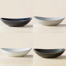 국산 고급 타원 볼 샐러드 접시 파스타 순수화 도자기 그릇 4color, 블랙