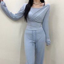 VANANA2 국내제작 여성 데일리 캐주얼 랩 포인트 심플 나시긴팔티 세트 4color