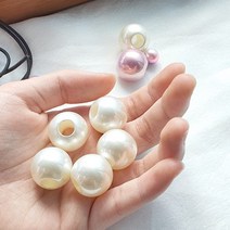 20mm 고광택 큰구멍진주 스트랩 헤어끈만들기재료 액세서리DIY 진주알, 라이트퍼플 머리끈 1개