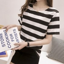 베이직클로즈 여성 반팔 볼드 스트라이프 단가라티셔츠 여자