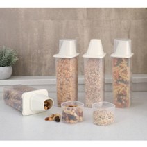 그린쿡 곡식통1200ml 4EA 씨리얼 파스탕 잡곡 곡물 사료 견과류통, 아이보리